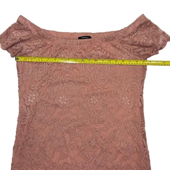 AMBIANCE‎ Stretch Lace Body-Con Off Shoulder Sheath Dress 1X Rose Above Knee EUC - Picture 13 of 16